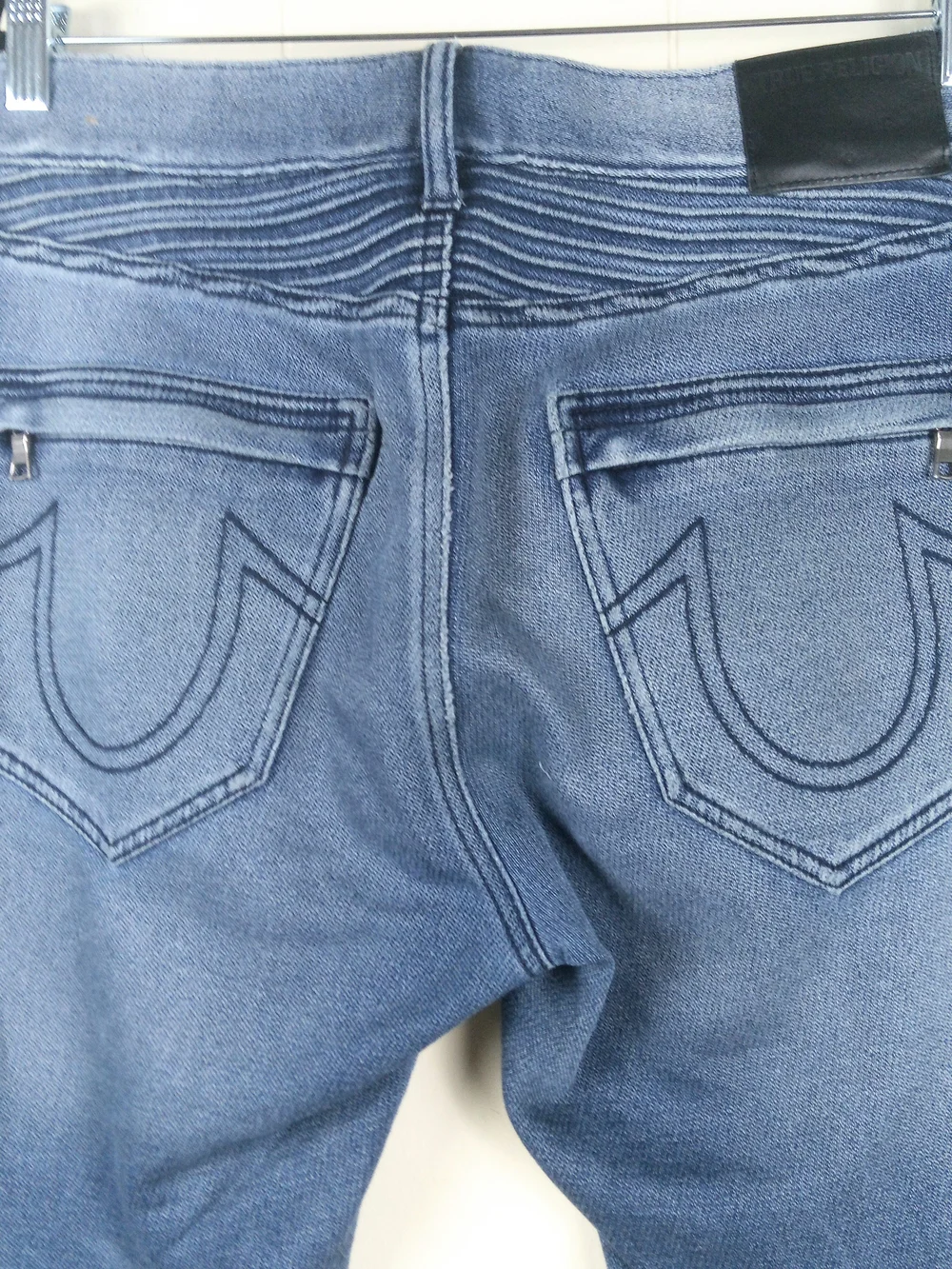 True Religion Rocco Relaxed Skinny Jeans Mens 32x30 Blue Stretch Moto Grunge